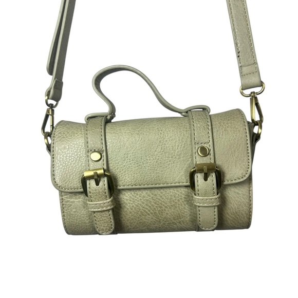 Anthropologie Aidy Crossbody Bag Small Buckle Flap Moss Green Gray Purse - Picture 7 of 12